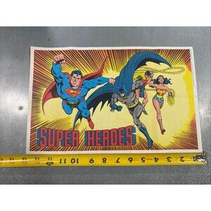 Vintage 1979 Promotional Superheroes Poster Post Cereal 14”x9” RARE